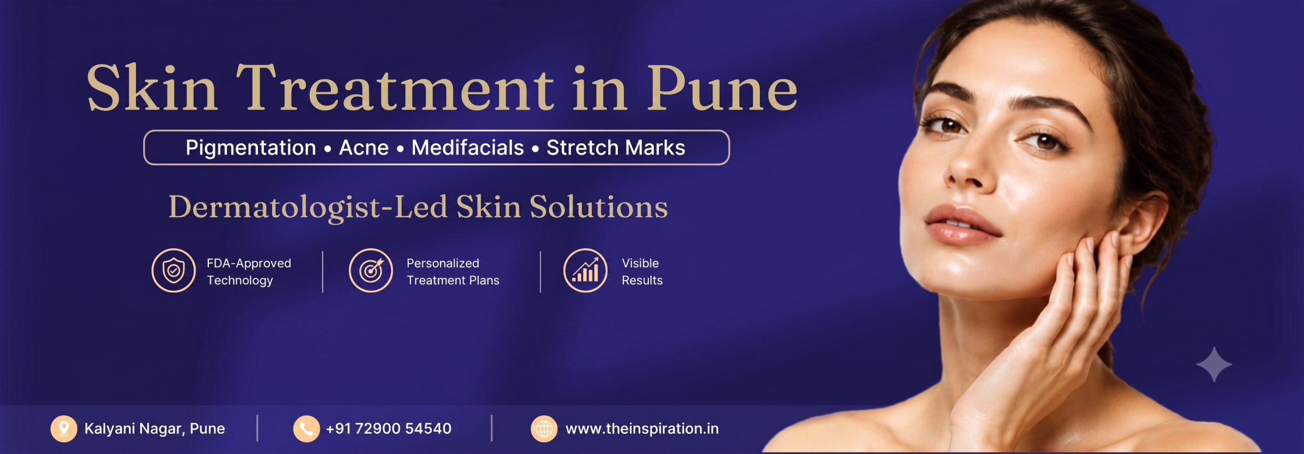 Hero banner for Pune anti-aging clinic: smiling woman at center with bold headline about wrinkles and aging treatments, and a 'Book Your Consultation Now' call to action on the left.