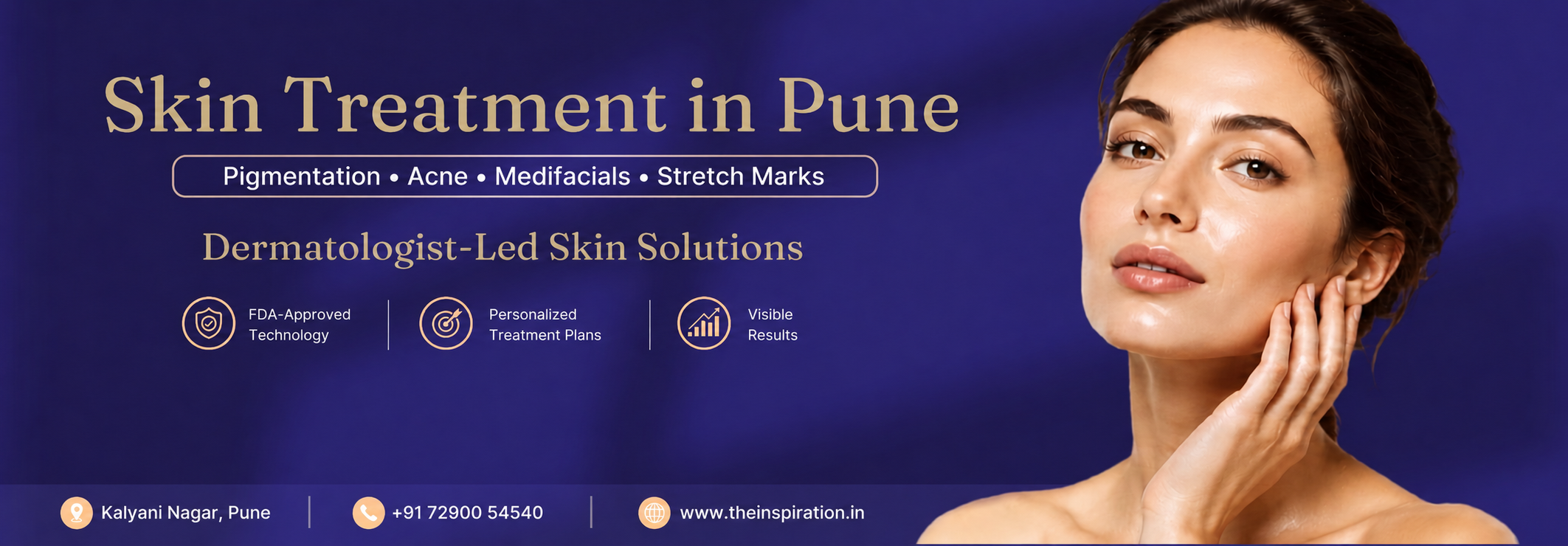 Hero banner for Pune anti-aging clinic: smiling woman at center with bold headline about wrinkles and aging treatments, and a 'Book Your Consultation Now' call to action on the left.