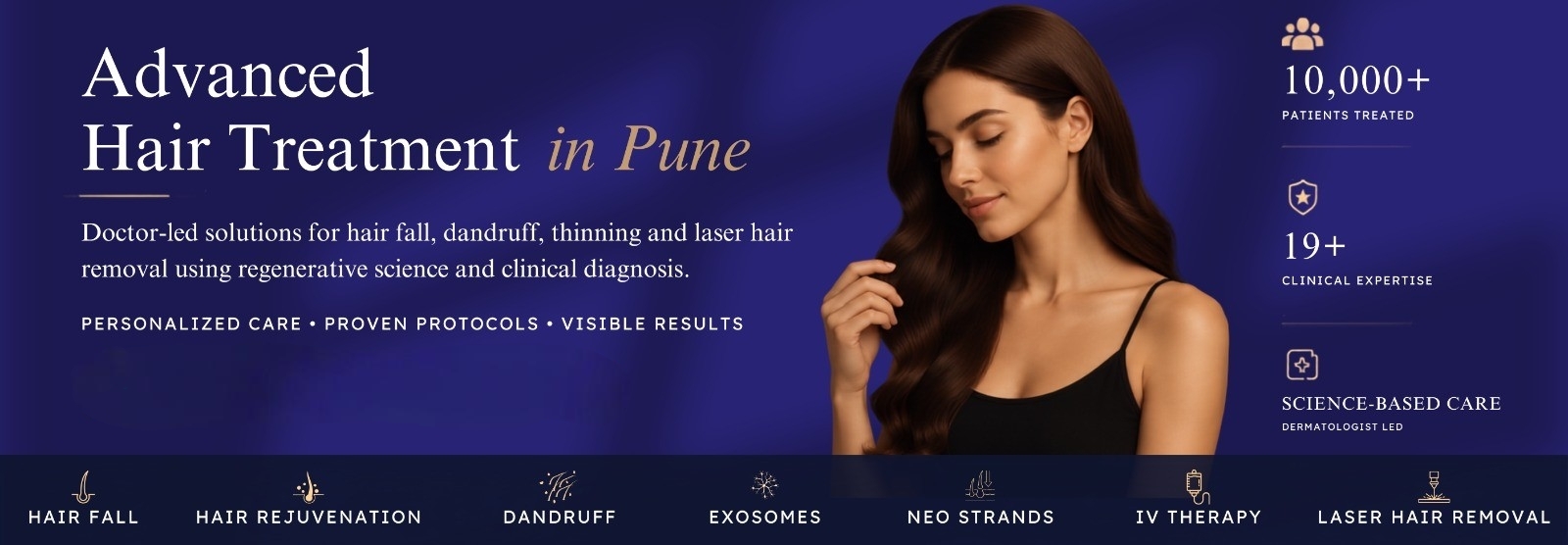 Hero banner for Pune anti-aging clinic: smiling woman at center with bold headline about wrinkles and aging treatments, and a 'Book Your Consultation Now' call to action on the left.
