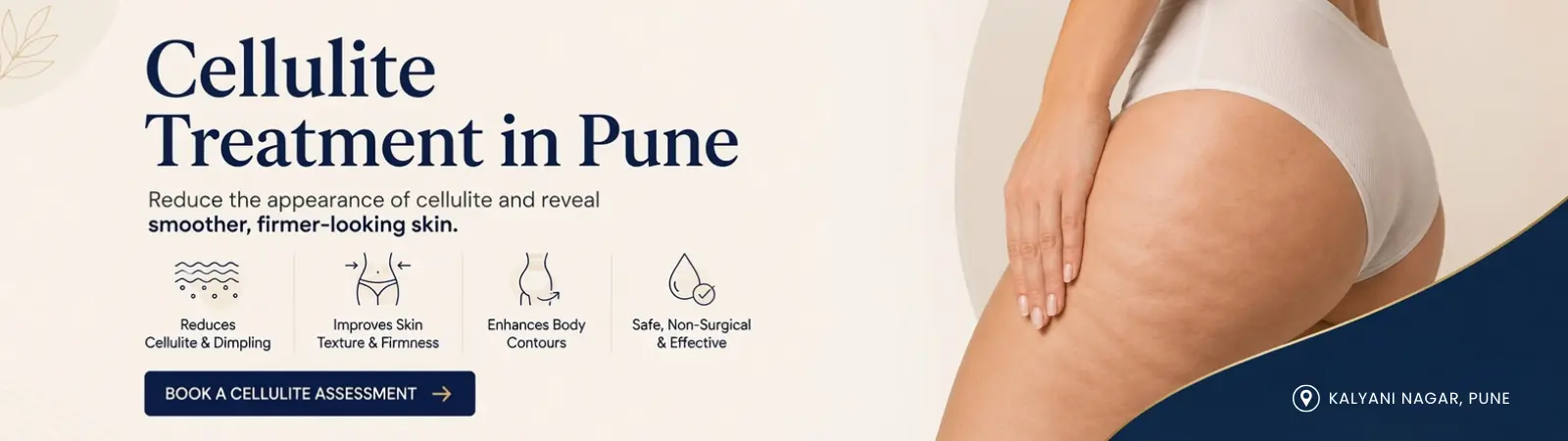 Hero banner for Pune anti-aging clinic: smiling woman at center with bold headline about wrinkles and aging treatments, and a 'Book Your Consultation Now' call to action on the left.