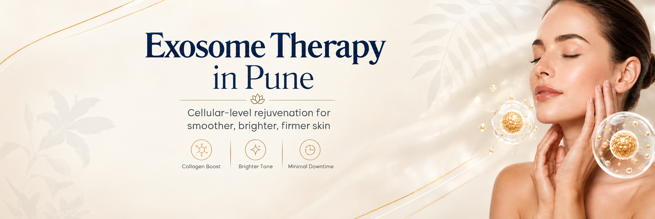 Hero banner for Pune anti-aging clinic: smiling woman at center with bold headline about wrinkles and aging treatments, and a 'Book Your Consultation Now' call to action on the left.